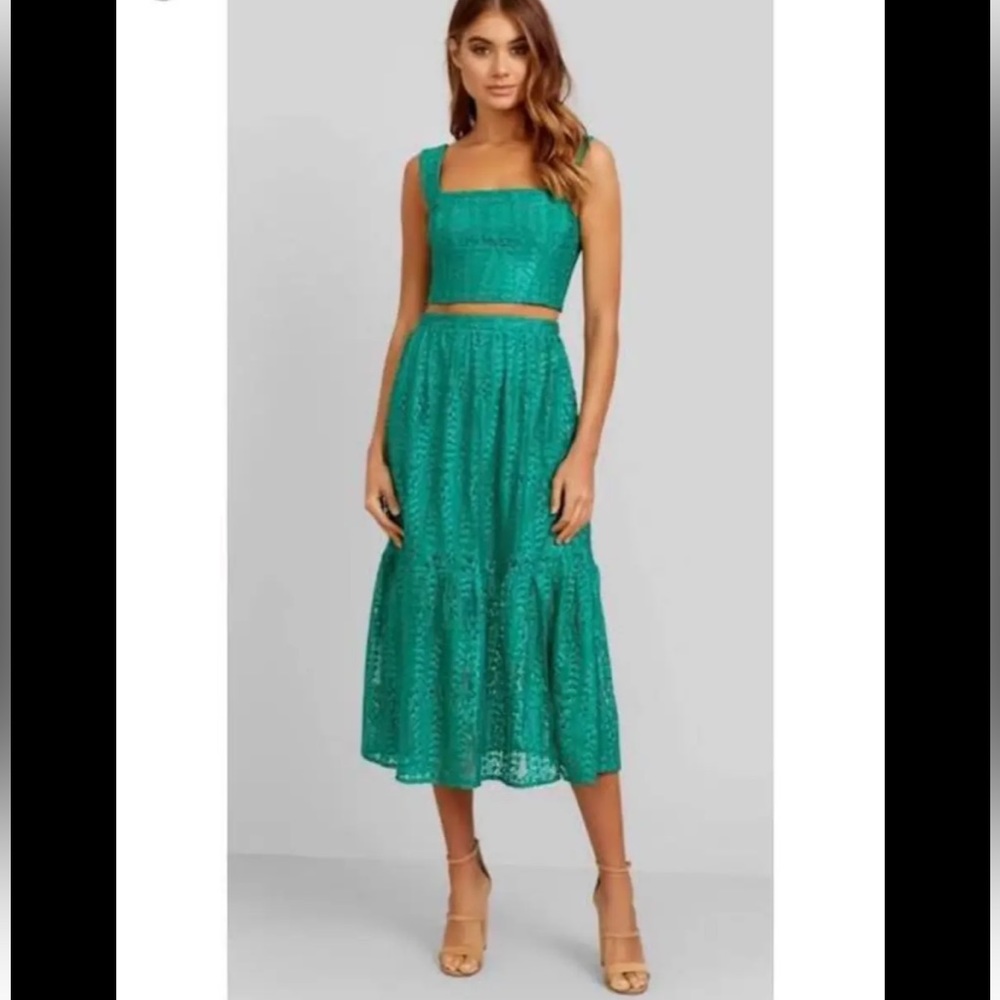 KOOKAI Chiquittita Esmeraldo Christmas Green High Waisted Midi Skirt NWT RRP$140 - Picture 7 of 10